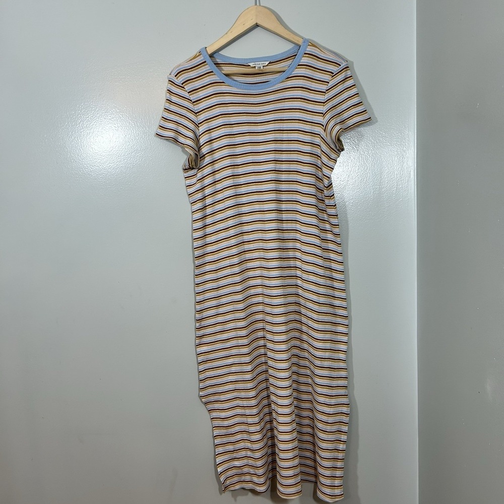 American Eagle Dress Medium Long Striped Short Sleeve T-Shirt Stretch Coastal